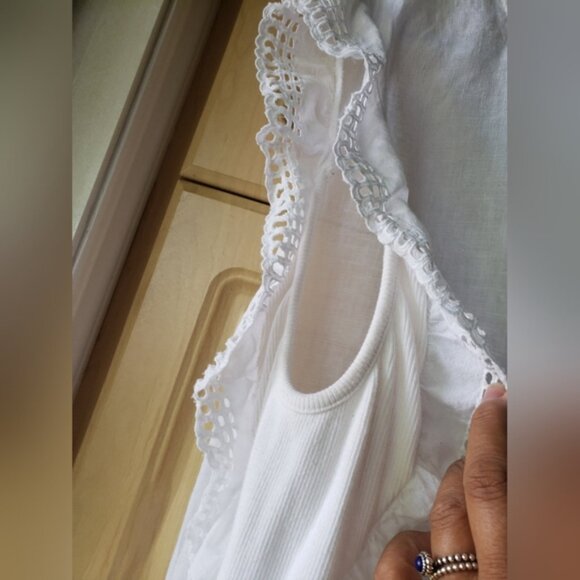 Linen White La e Trim Womens Top 3xl - Picture 5 of 10